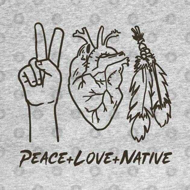 Peace Love Native with Text Black Print by Eyanosa